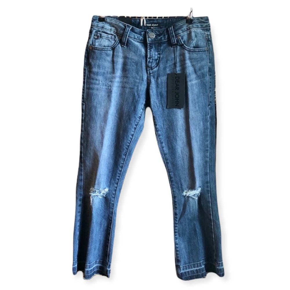 DEAR JOHN NWT Karlie Cropped Flare Jeans Distressed Size 24